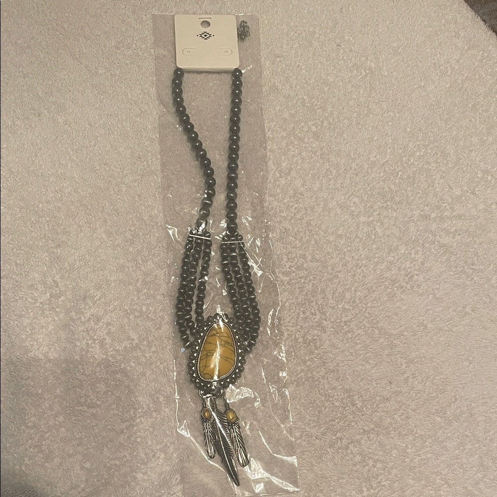 M. Rena Black and Yellow Beaded Necklace